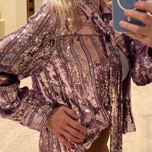 Sally LaPointe Purple Sequin Top